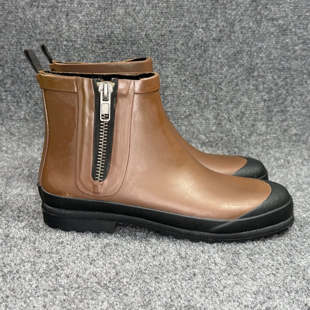 Madewell Zip-Up Lugsole‎ Rain Boots Women's Size 8 Brown Rubber Waterproof Shoes